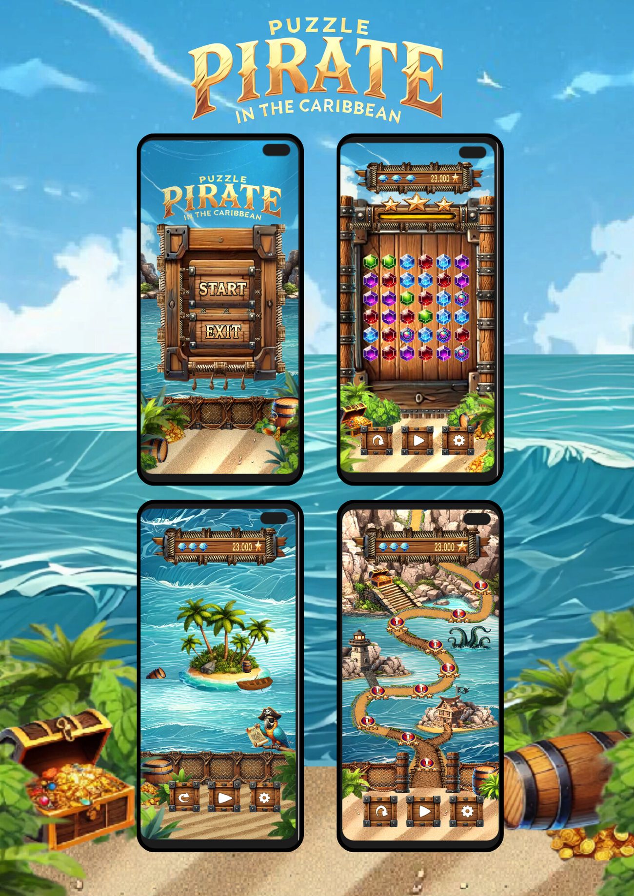Puzzle Pirate mobile UI concept