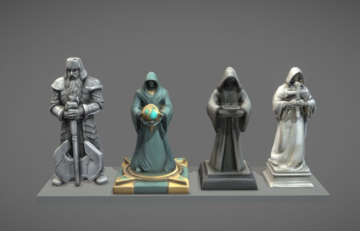 Stylized fantasy statue props